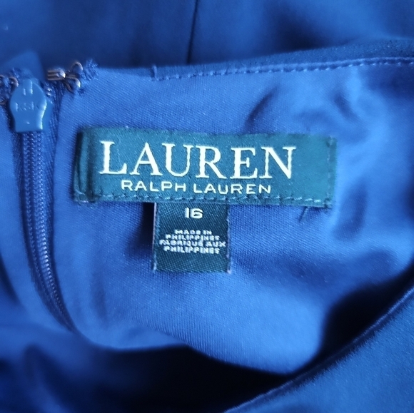 Lauren Ralph Lauren Sheath Ruched Dress Dark Teal Size 16 - Picture 4 of 8